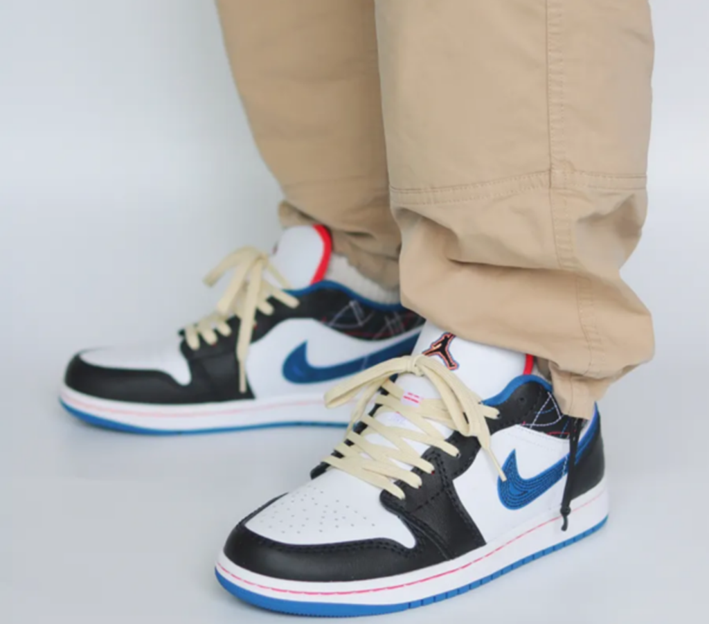 Giày Nike Air Jordan 1 Low 'White Industrial Blue Siren Red' FV3622-141 - Ảnh 2