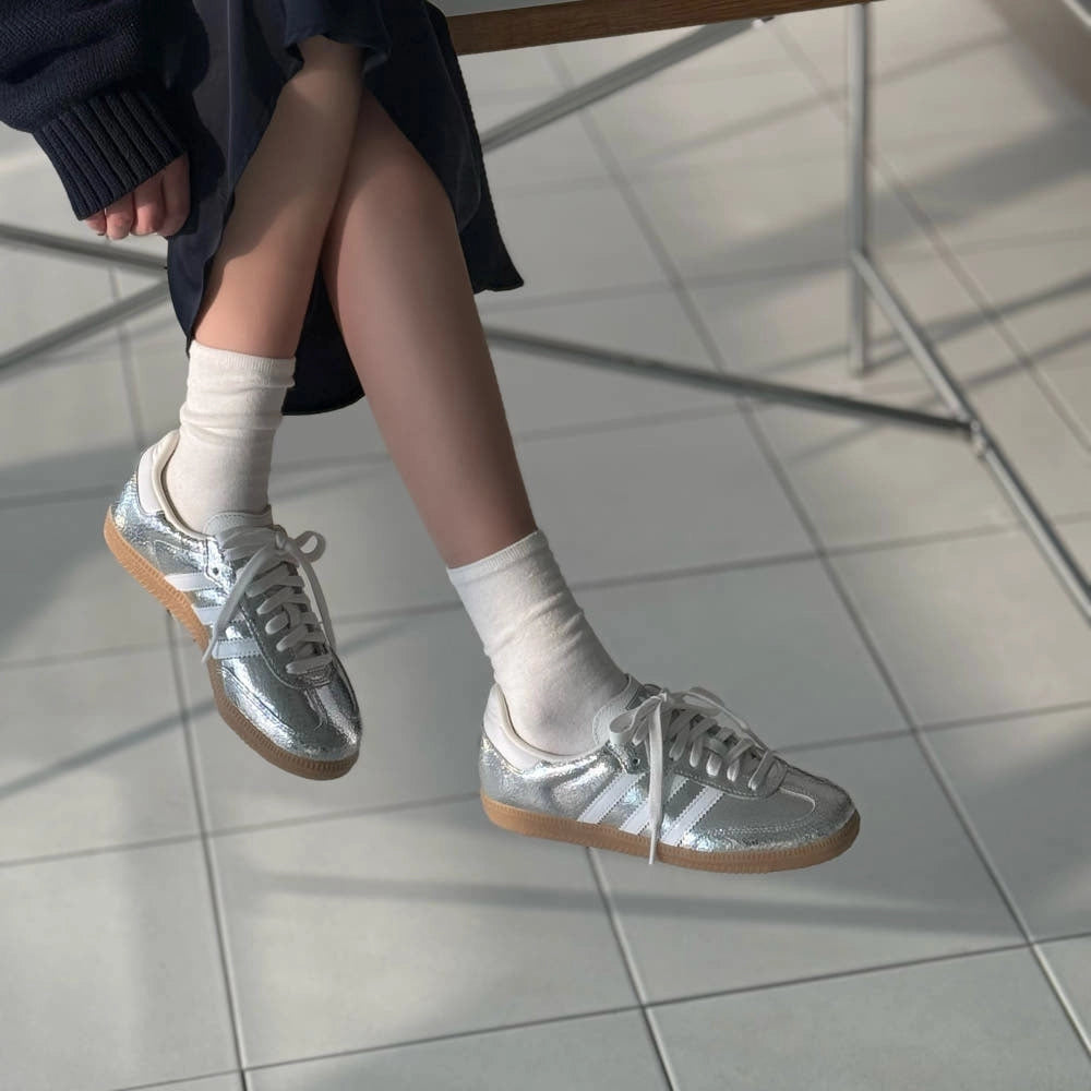 Giày Adidas Samba OG ‘Silver Metallic Cracked Leather’ JR0035 - Ảnh 8