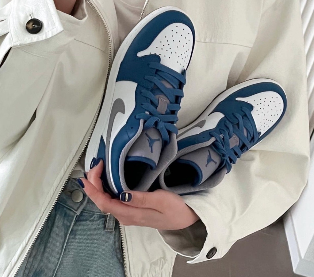 Giày Nike Air Jordan 1 Low 'True Blue Cement' 553558-412 - Ảnh 5
