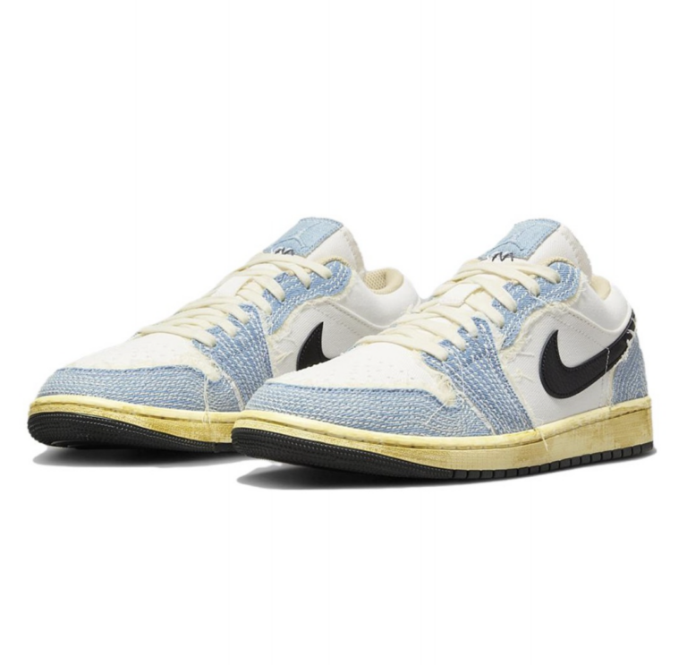 Giày Nike Air Jordan 1 Low ‘Sashiko Denim’ FN7670-493 - Ảnh 4