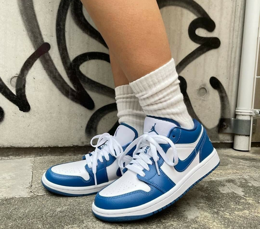 Giày Nike Air Jordan 1 Low White Dark Marina Blue DC0774-114 - Ảnh 5
