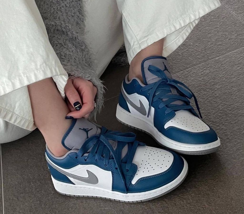 Giày Nike Air Jordan 1 Low 'True Blue Cement' 553558-412 - Ảnh 4