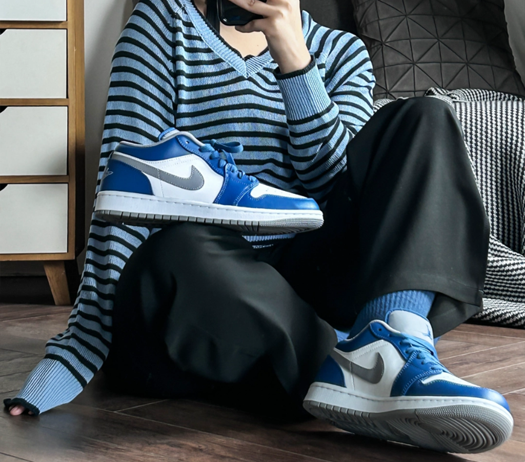 Giày Nike Air Jordan 1 Low 'True Blue Cement' 553558-412 - Ảnh 2