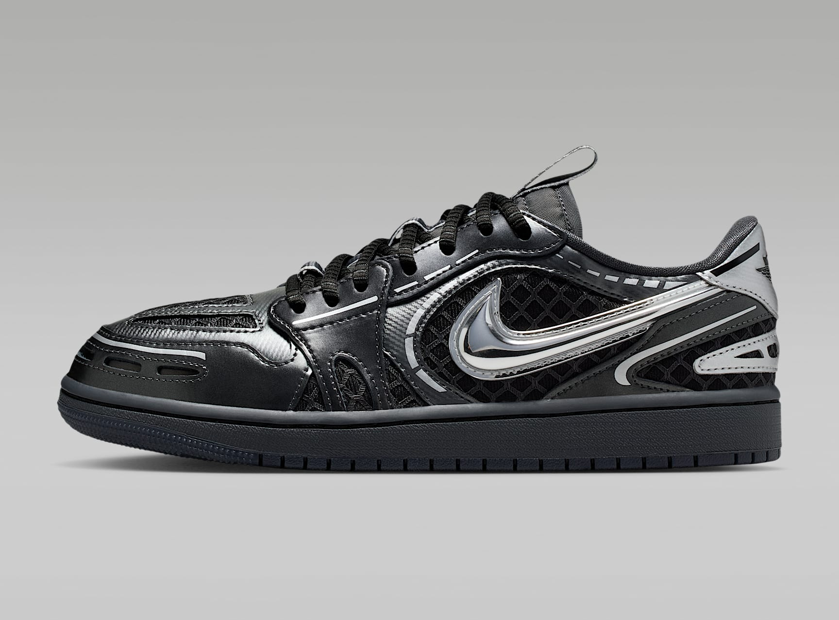 Giày Nike Jordan 1 Low ‘Black Metallic Silver’ HQ2186-001 - Ảnh 5